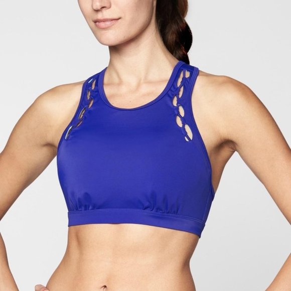 Athleta Swim Athleta High Neck Loop Bikini Top In Sapphire 36ddd